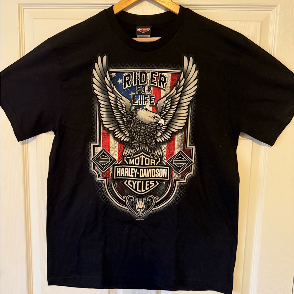 NEW Harley-Davidson Black Short Sleeve Tee with Eagle Design